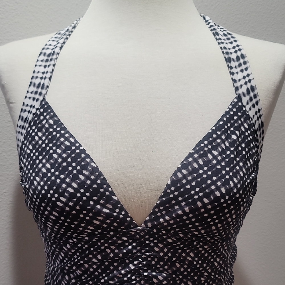 Athleta Sleeveless Swimwear Tankini Haltar Top Black White Vacation Resortwear - Picture 3 of 13